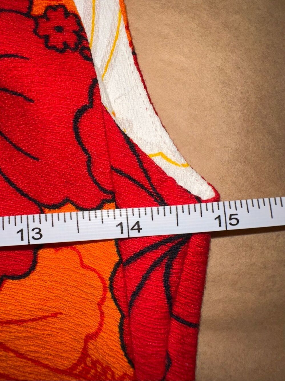Ui-Maikai Hawaiian Maxi Dress Tropical Floral Orange Red White 100% Cotton Vinta - Picture 5 of 8